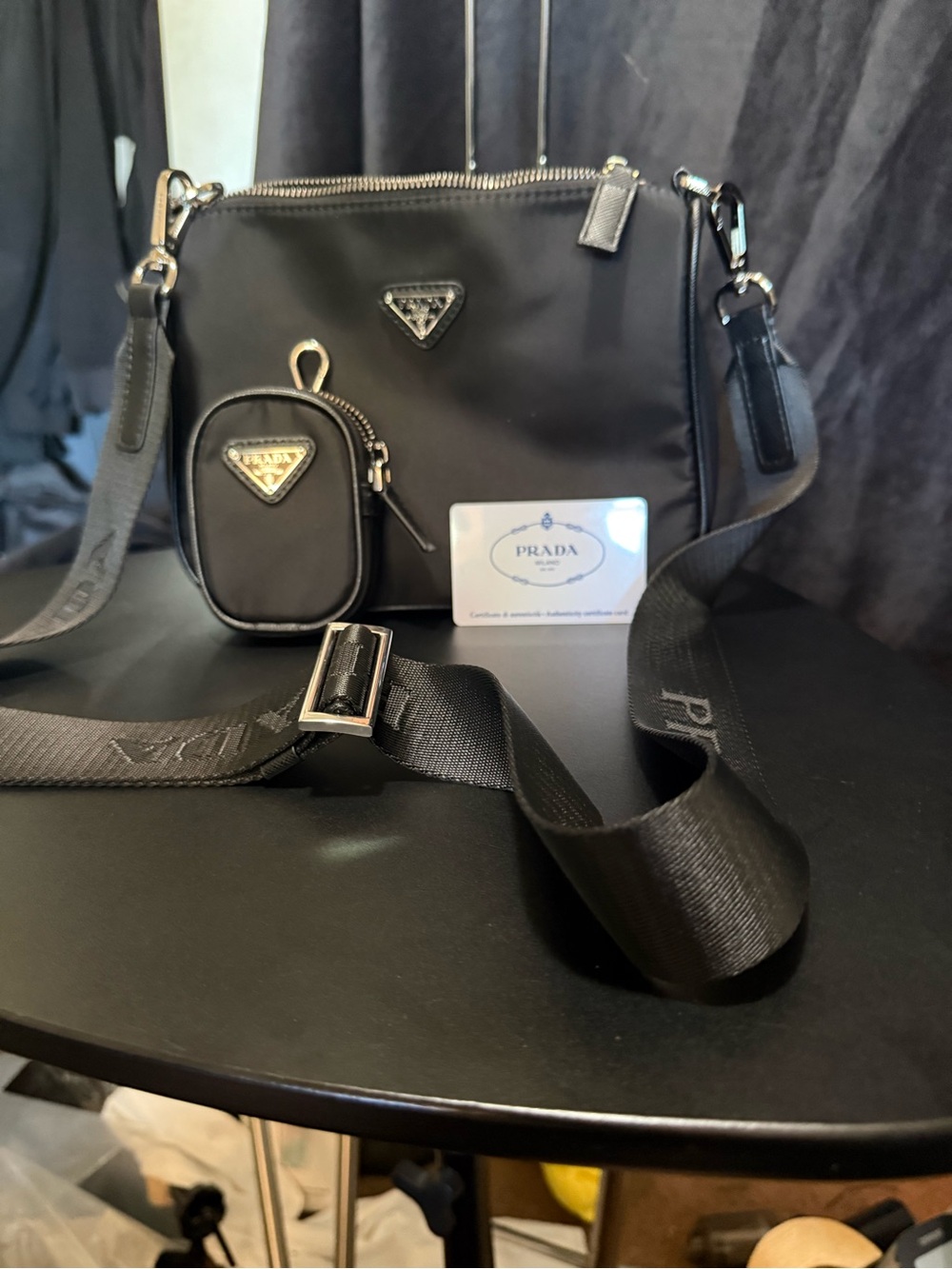 Prada Black Nylon Messenger Bag with Coin Pouch - Picture 2 of 5